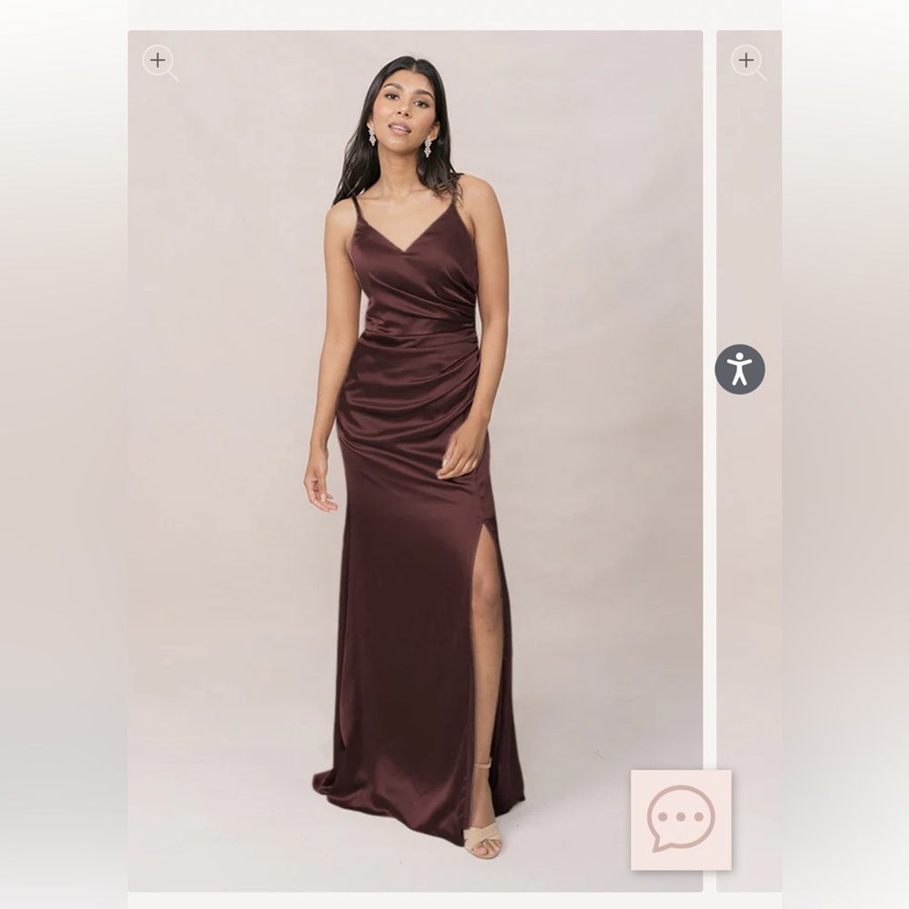 Elegant Brown Satin Evening Gown